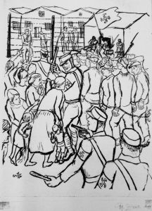 drawing from 1933 representing the concentration camp