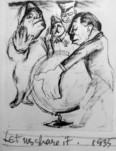 "הבה נחלק אותו" - מוסוליני והיטלר מתחלקים. 1935