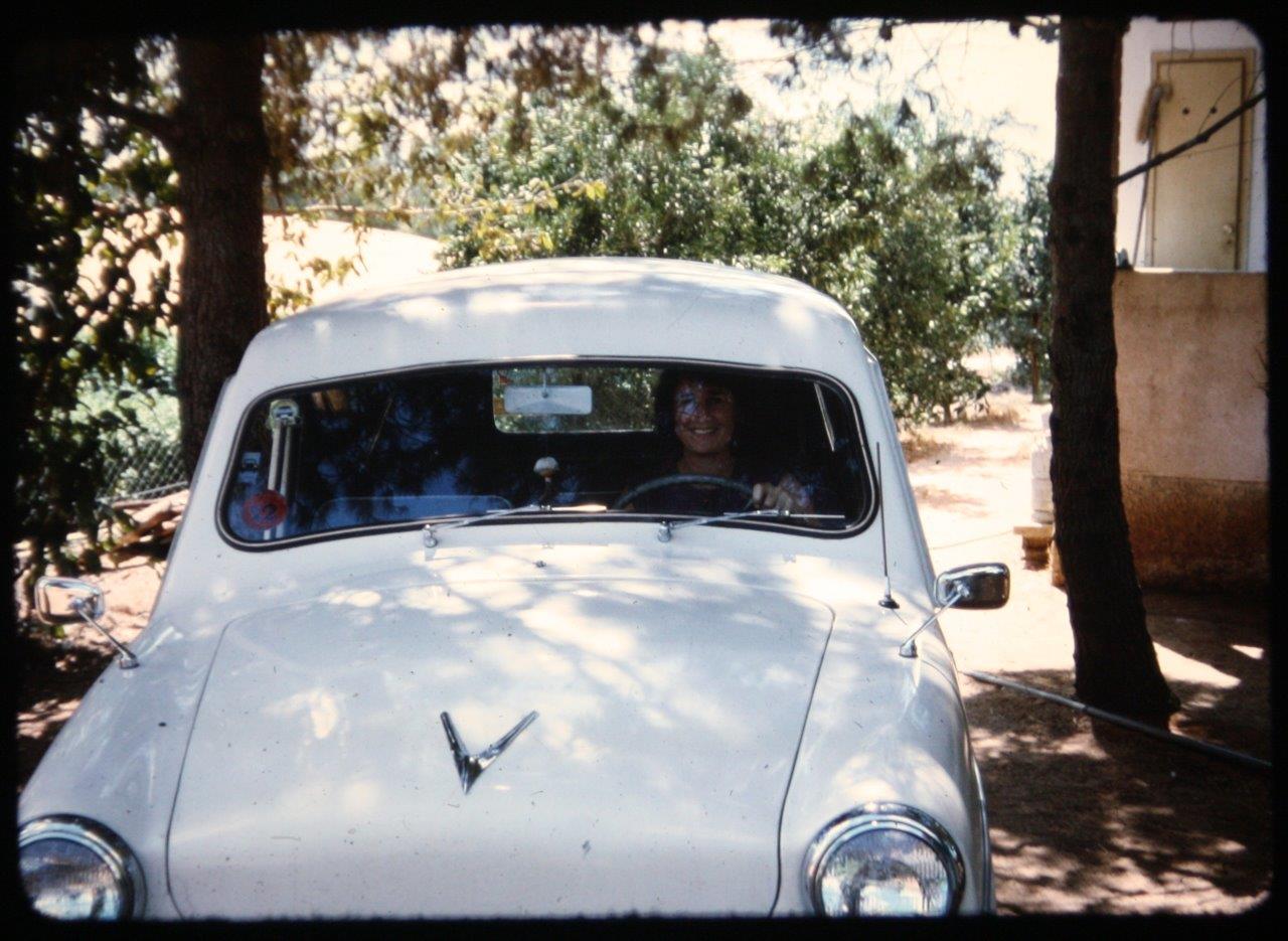 The second Susita. Photographed in 1968 in the courtyard of the Shuv family home in Ganei Am. Sarah Shuv is behind the wheel. Photo: Yosef Shuv