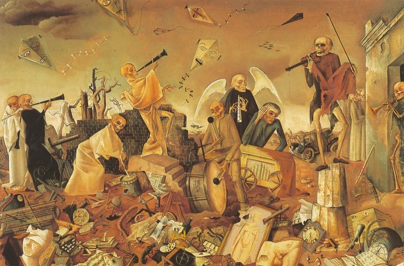 "Death Triumphant (The Skeletons Playing for the Dance)," Felix Nussbaum, April 1944. Oil on canvas. 