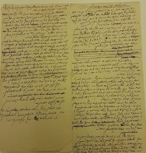 כתב ידו של ישראל יהושע זינגר מתוך: ארכיון מלך ראוויטש, הספריה הלאומית