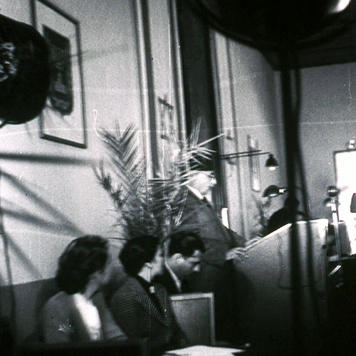 أمين سليم جرجورة في خطاب في الوكالة اليهودية، 1949، أرشيف موشيه ليفين، المكتبة الوطنية