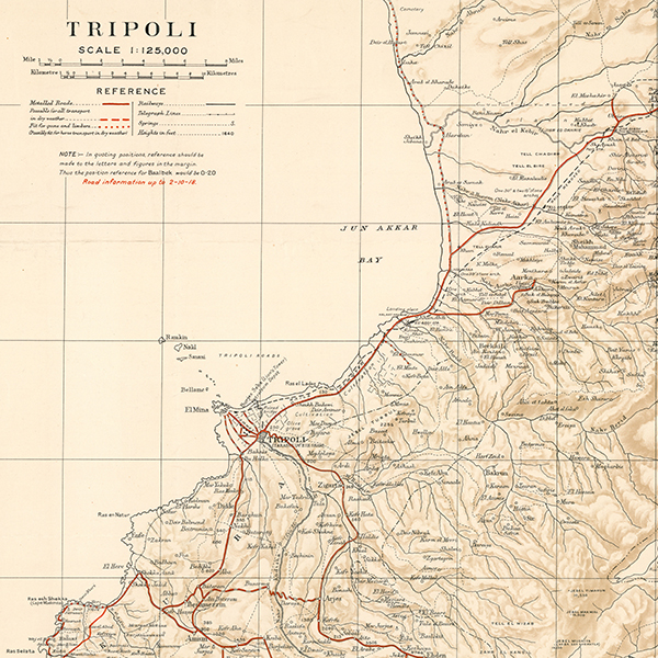 خريطة طرابلس وتظهر فيها قرية الغجر، 1918، مجموعة عيران لئور