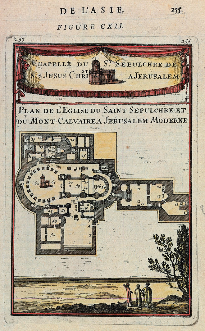 رسم مقطع فوقي لكنيسة القيامة، 1683، مجموعة خرائط عيران لَؤور