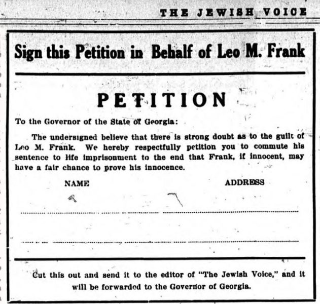 Petition Jewish Voice, May 28, 1915
