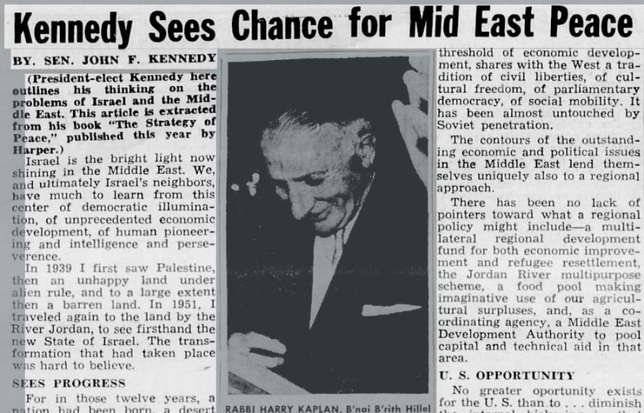 Kennedy Quote Intermountain Jewish News 30 Dec 1960